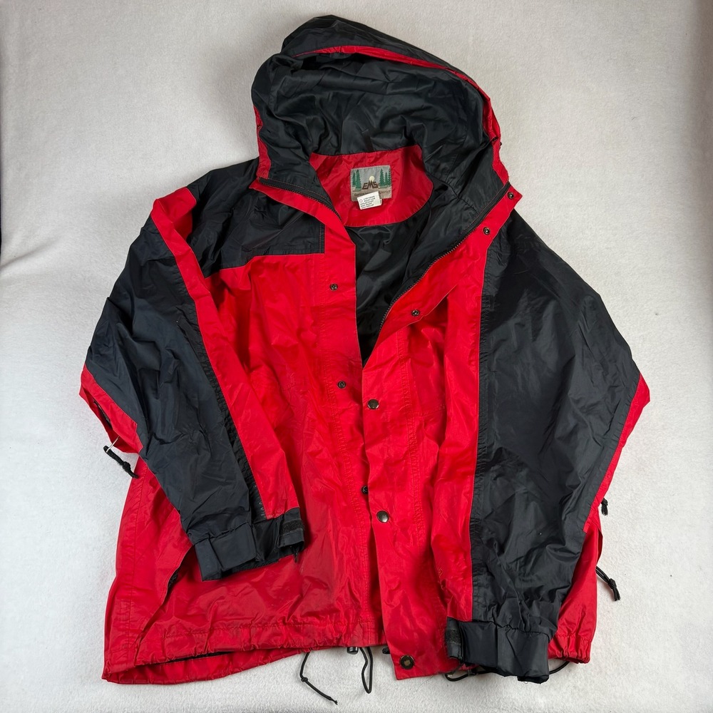 Vintage EMS Eastern Mountain Sports Gore-Tex Parka Jacket Red Black Mens L USA
